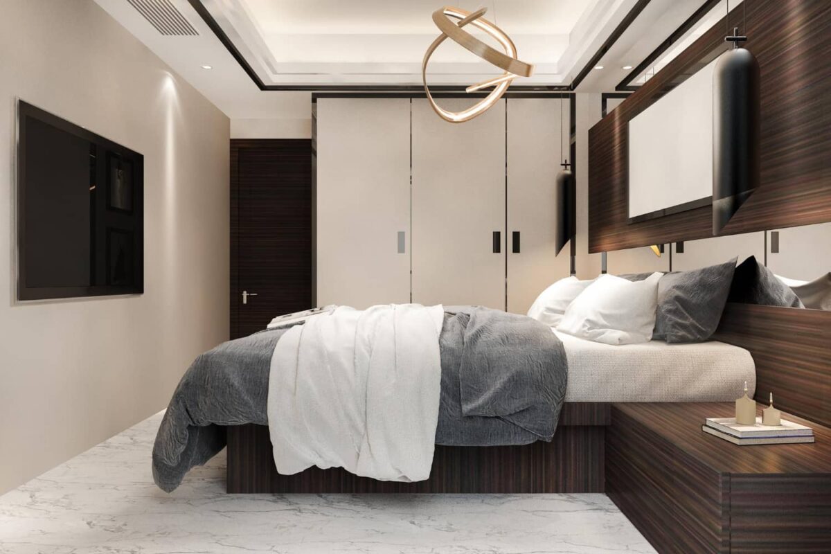 Kayu Solid dan Marmer - desain kamar tidur mewah